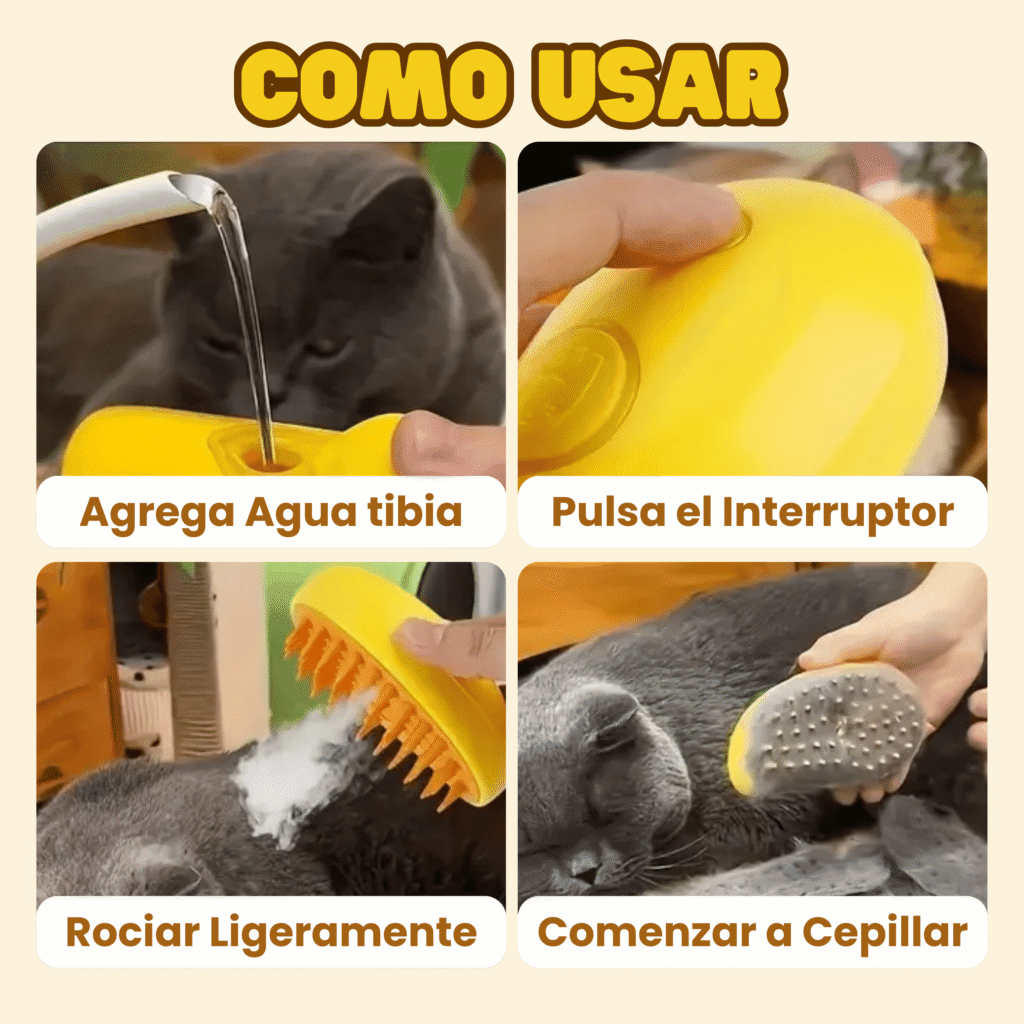 cepillo 3 en 1 para mascotas eliminando pelo